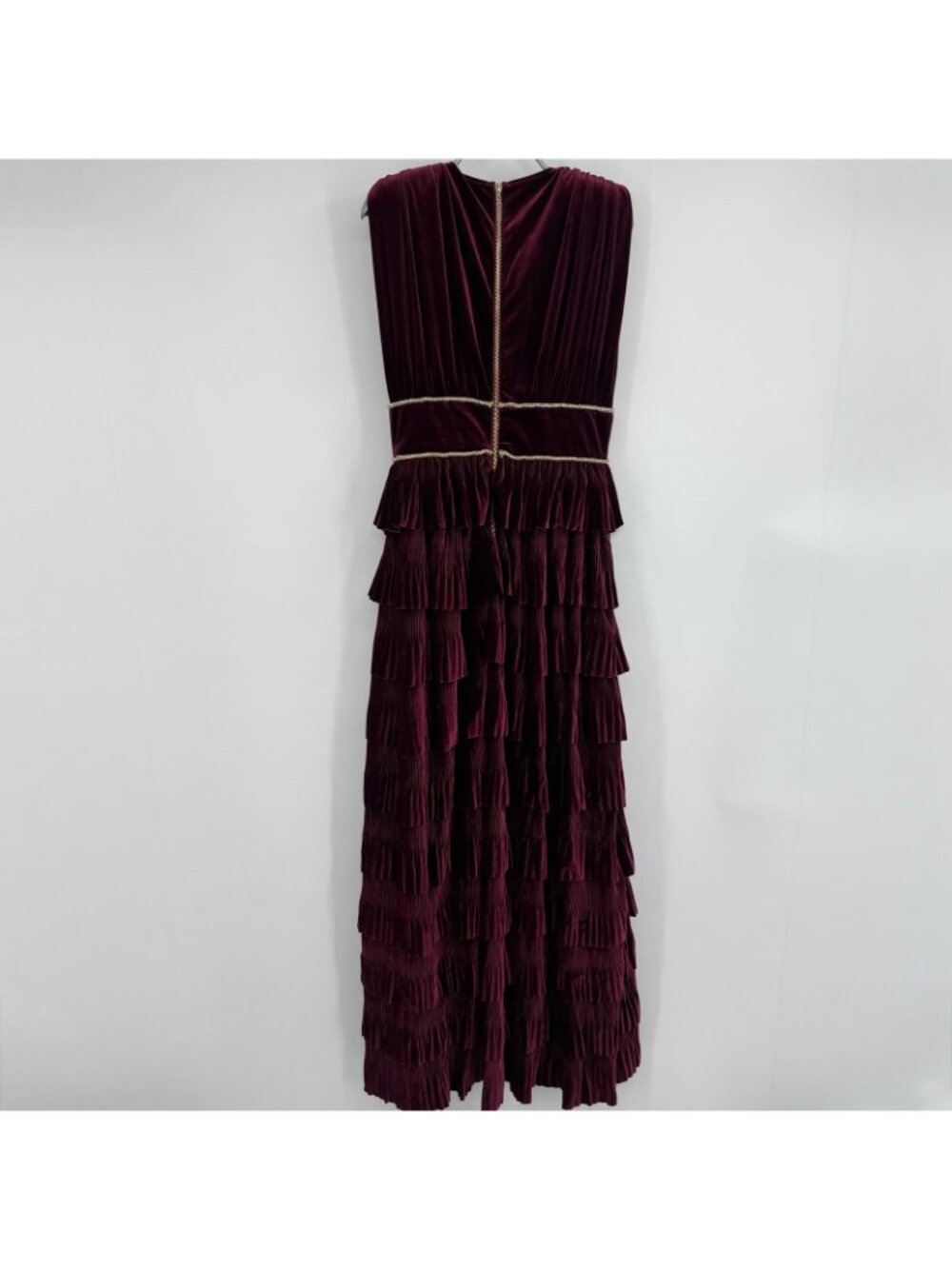 Bronx & Banco Burgundy Velvet Flared Maxi Dress size M US 6 Formal Semi-Formal - Picture 6 of 11